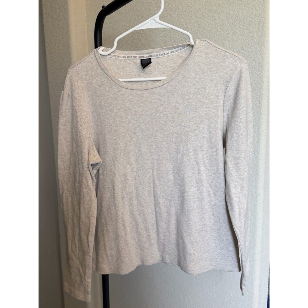 The Limited Light Gray Long Sleeve Scoop Neck Tee M